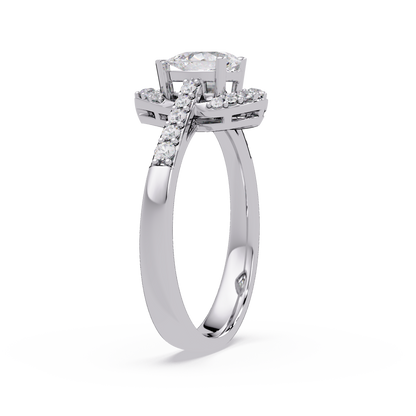 Pear Shape Lab Grown Diamond Halo Accented Ring - HIGHCARAT DIAMONDS