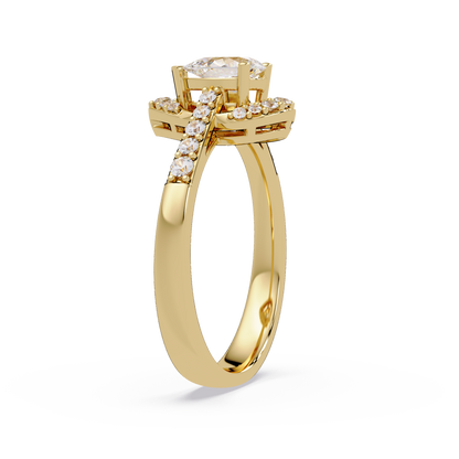 Pear Shape Lab Grown Diamond Halo Accented Ring - HIGHCARAT DIAMONDS