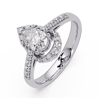 Pear Shape Lab Grown Diamond Halo Accented Ring - HIGHCARAT DIAMONDS