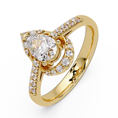 Pear Shape Lab Grown Diamond Halo Accented Ring - HIGHCARAT DIAMONDS