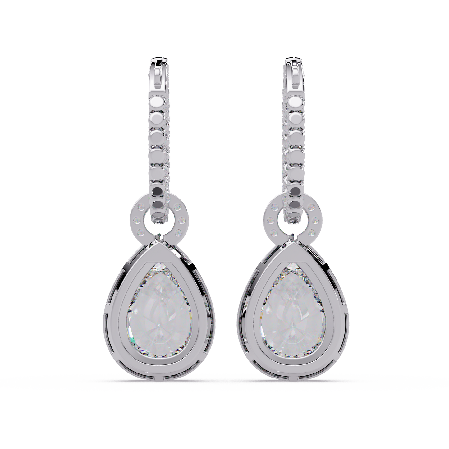 Pear Shape Lab Grown Diamond Halo Drop Earrings - HIGHCARAT DIAMONDS
