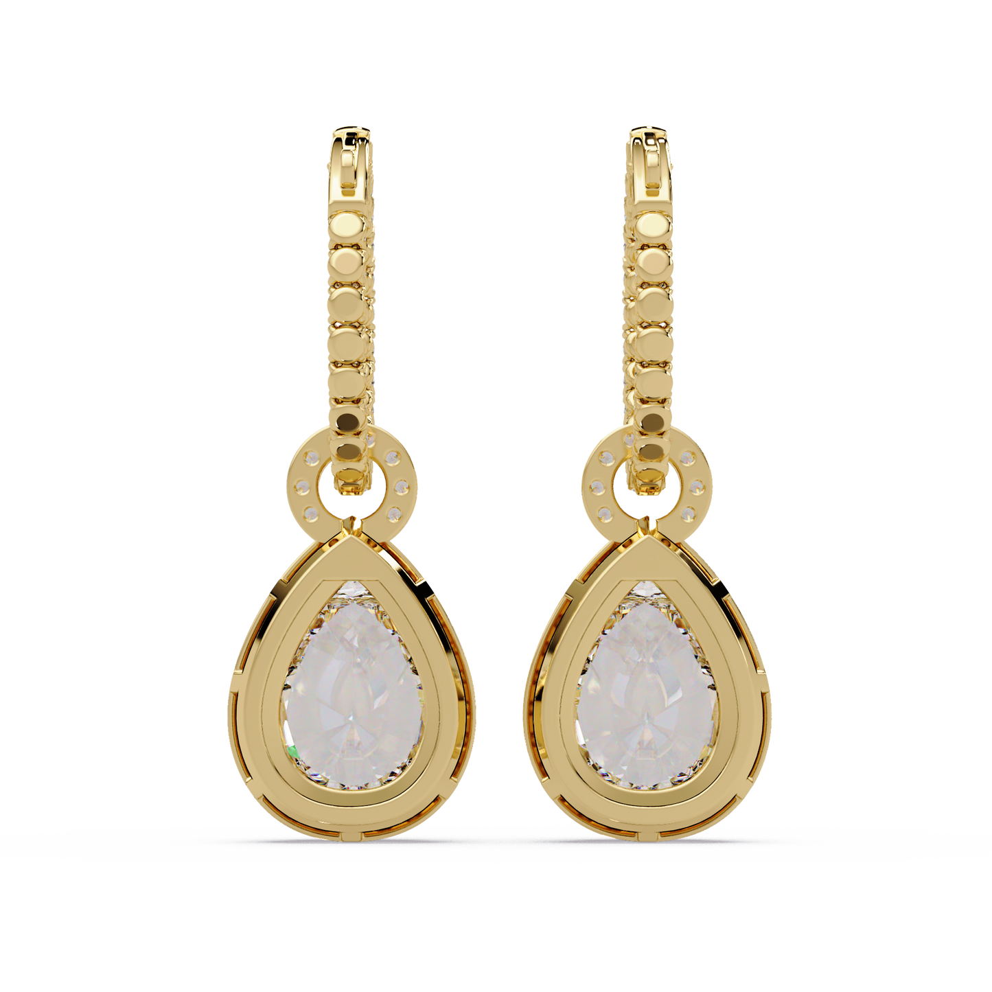 Pear Shape Lab Grown Diamond Halo Drop Earrings - HIGHCARAT DIAMONDS
