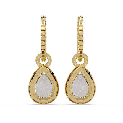 Pear Shape Lab Grown Diamond Halo Drop Earrings - HIGHCARAT DIAMONDS