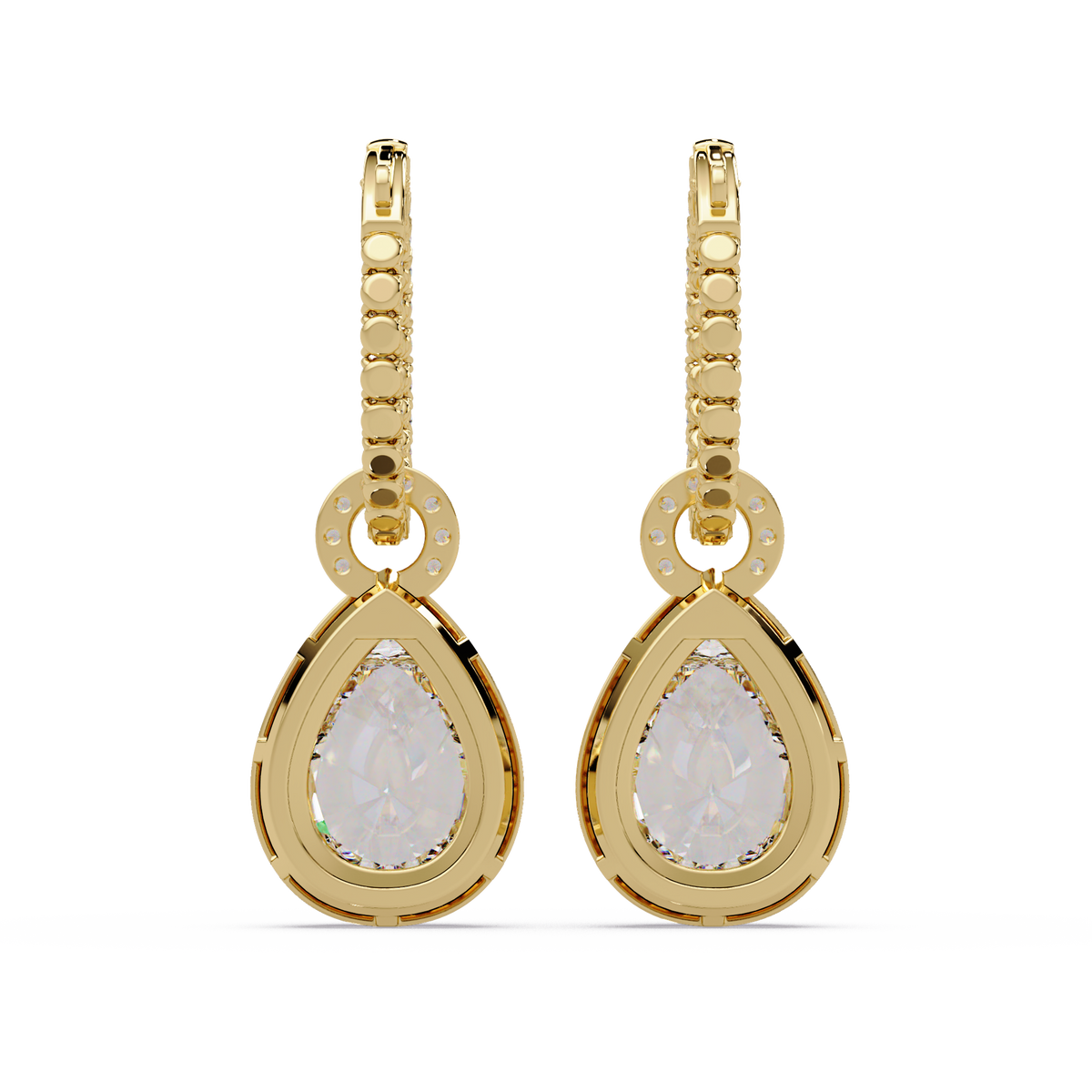 Pear Shape Lab Grown Diamond Halo Drop Earrings - HIGHCARAT DIAMONDS