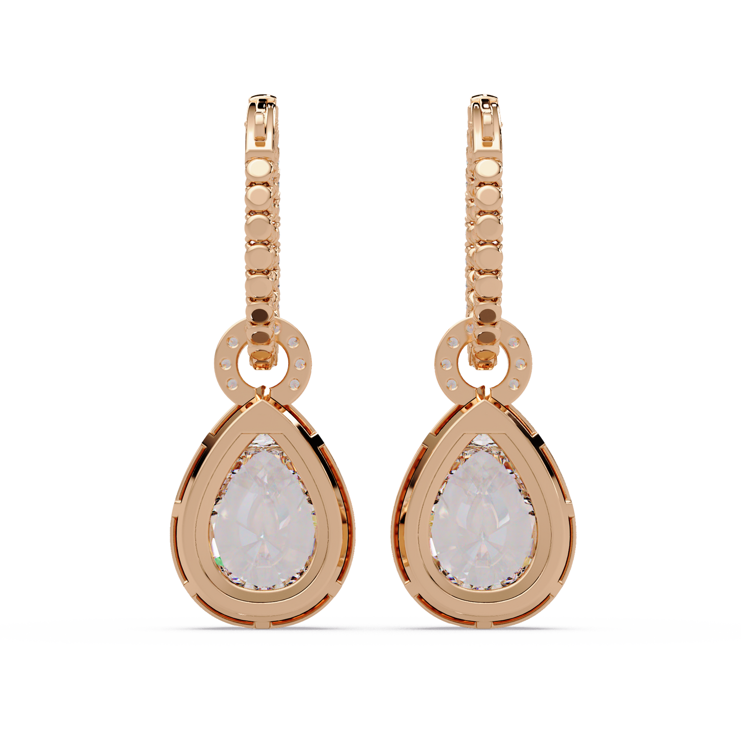 Pear Shape Lab Grown Diamond Halo Drop Earrings - HIGHCARAT DIAMONDS