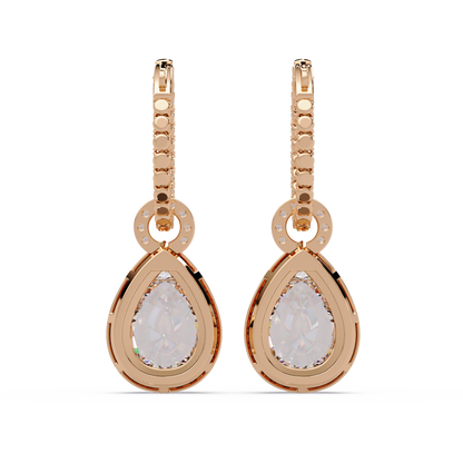 Pear Shape Lab Grown Diamond Halo Drop Earrings - HIGHCARAT DIAMONDS