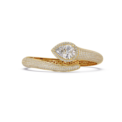 Pear Shape Lab Grown Diamond Open Cuff Bangle - HIGHCARAT DIAMONDS
