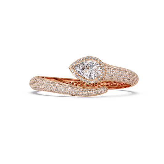 Pear Shape Lab Grown Diamond Open Cuff Bangle - HIGHCARAT DIAMONDS