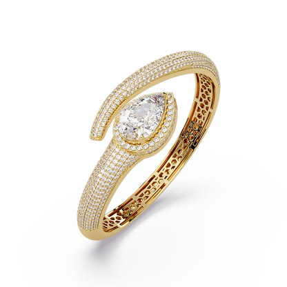 Pear Shape Lab Grown Diamond Open Cuff Bangle - HIGHCARAT DIAMONDS