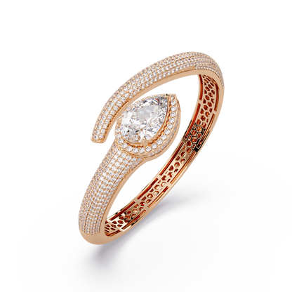 Pear Shape Lab Grown Diamond Open Cuff Bangle - HIGHCARAT DIAMONDS