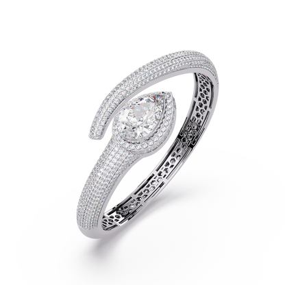 Pear Shape Lab Grown Diamond Open Cuff Bangle - HIGHCARAT DIAMONDS