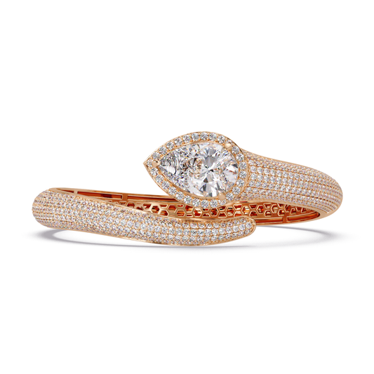Pear Shape Lab Grown Diamond Open Cuff Bangle - HIGHCARAT DIAMONDS