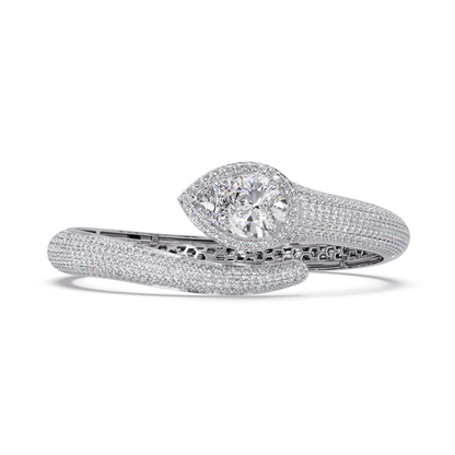 Pear Shape Lab Grown Diamond Open Cuff Bangle - HIGHCARAT DIAMONDS