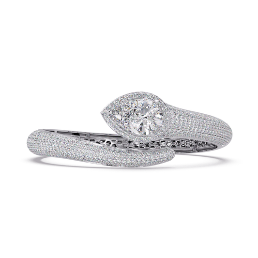 Pear Shape Lab Grown Diamond Open Cuff Bangle - HIGHCARAT DIAMONDS