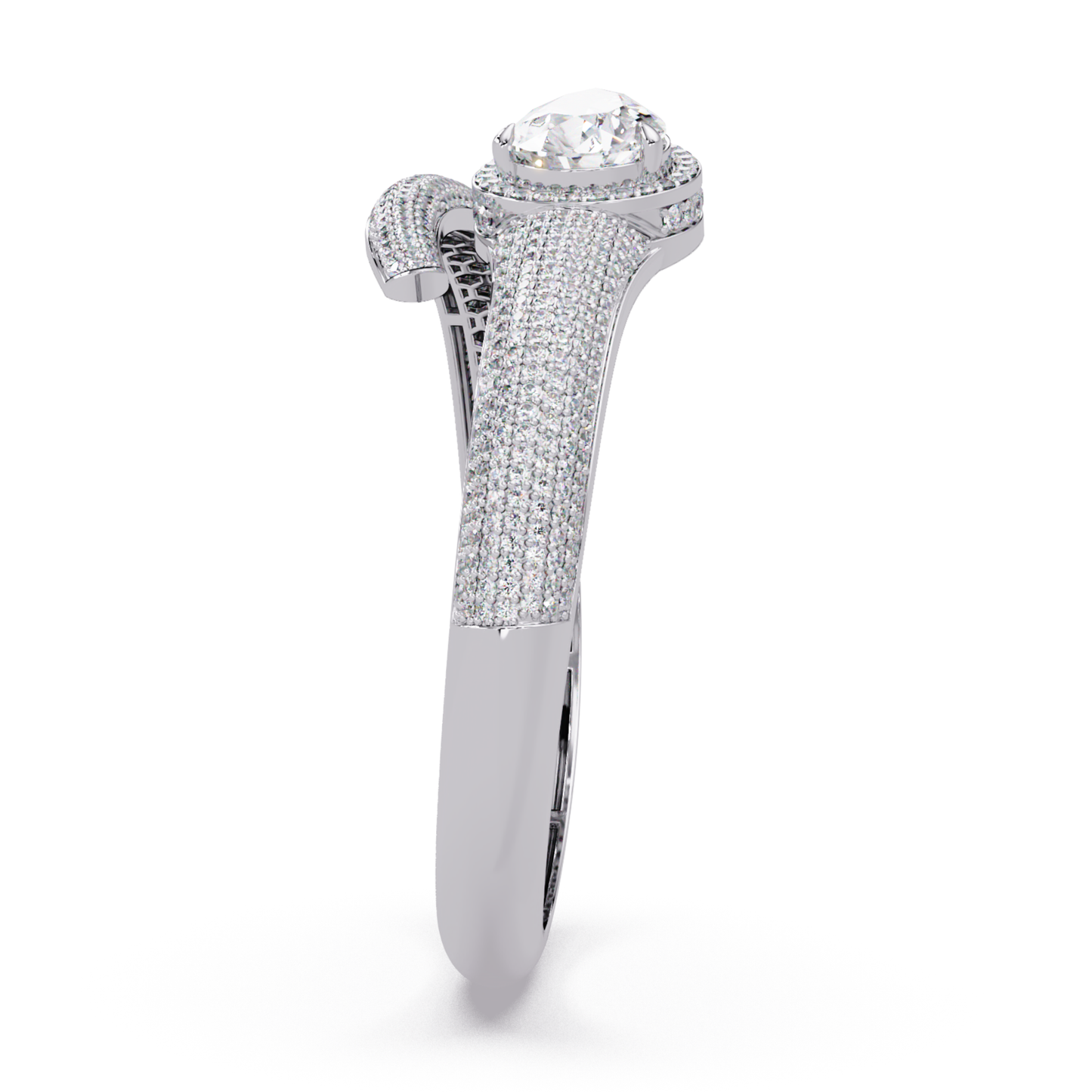 Pear Shape Lab Grown Diamond Open Cuff Bangle - HIGHCARAT DIAMONDS