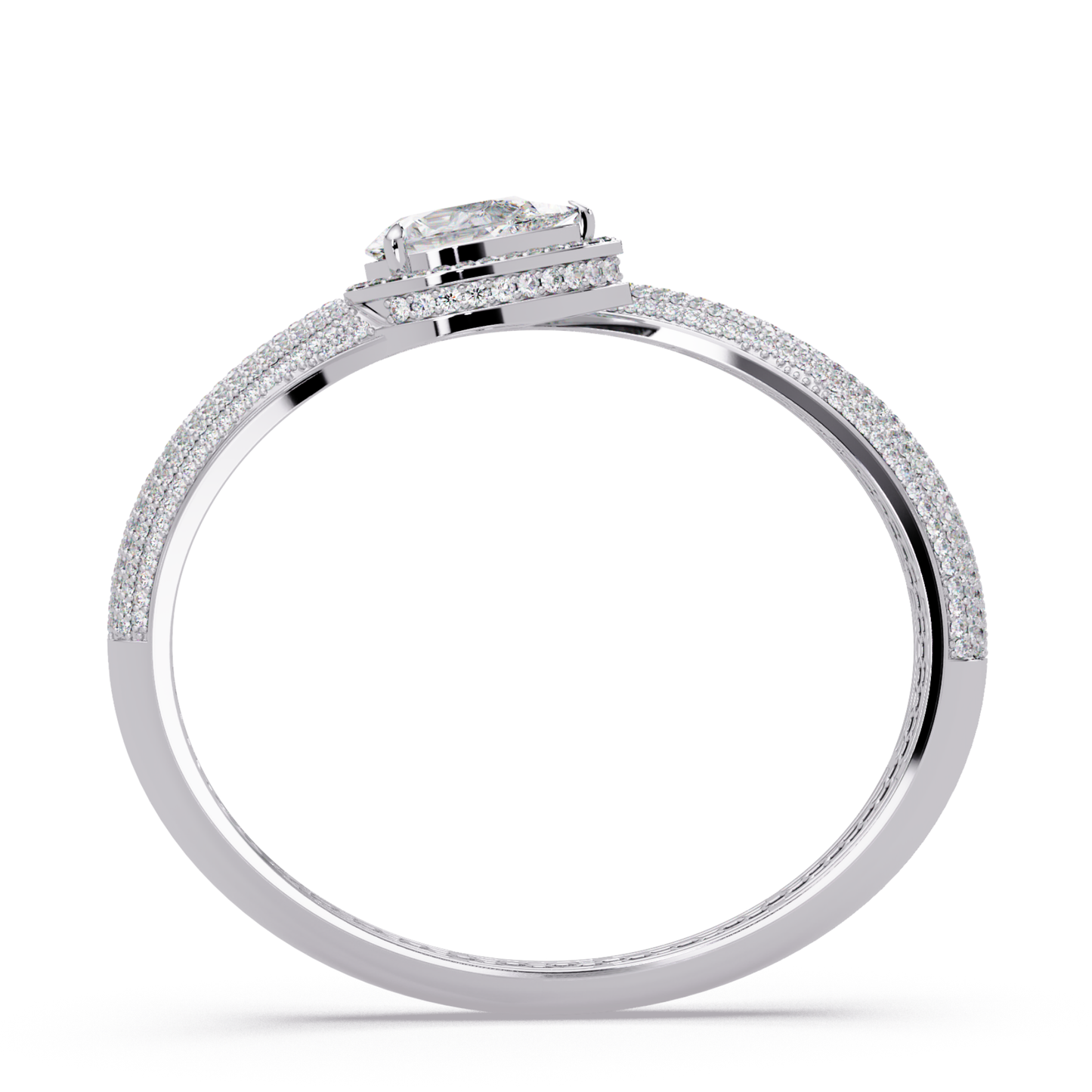 Pear Shape Lab Grown Diamond Open Cuff Bangle - HIGHCARAT DIAMONDS