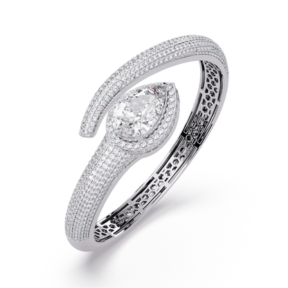 Pear Shape Lab Grown Diamond Open Cuff Bangle - HIGHCARAT DIAMONDS
