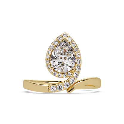 Pear Shape Lab Grown Diamond Twist Halo Ring - HIGHCARAT DIAMONDS