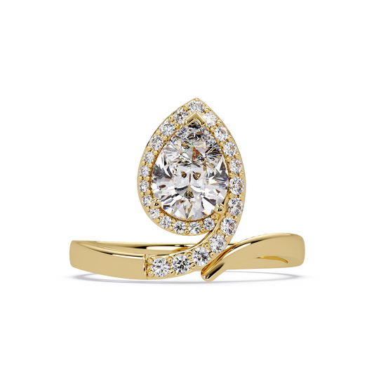 Pear Shape Lab Grown Diamond Twist Halo Ring - HIGHCARAT DIAMONDS