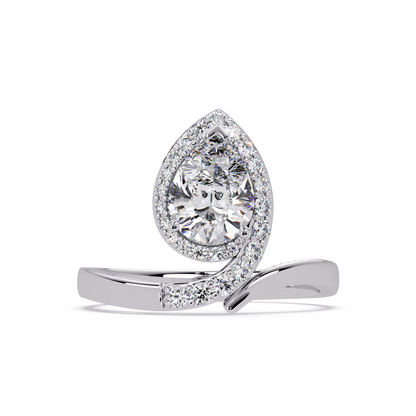 Pear Shape Lab Grown Diamond Twist Halo Ring - HIGHCARAT DIAMONDS