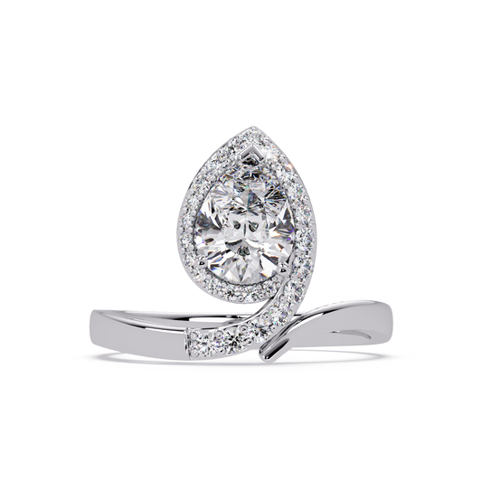 Pear Shape Lab Grown Diamond Twist Halo Ring - HIGHCARAT DIAMONDS