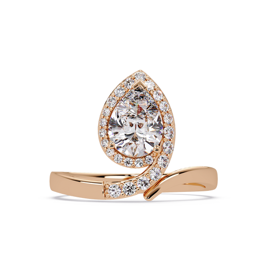 Pear Shape Lab Grown Diamond Twist Halo Ring - HIGHCARAT DIAMONDS