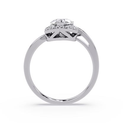 Pear Shape Lab Grown Diamond Twist Halo Ring - HIGHCARAT DIAMONDS