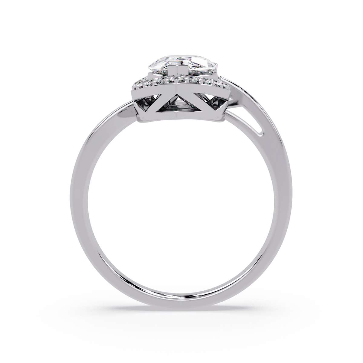 Pear Shape Lab Grown Diamond Twist Halo Ring - HIGHCARAT DIAMONDS