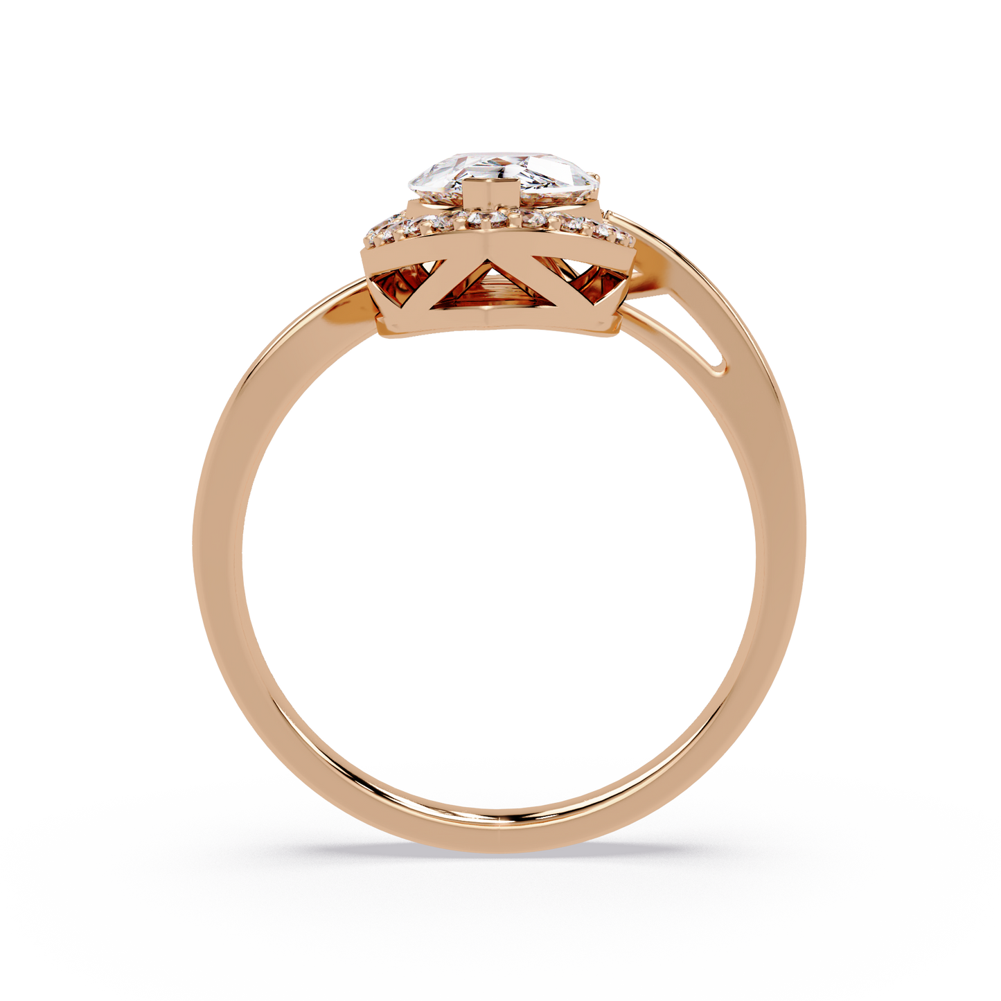 Pear Shape Lab Grown Diamond Twist Halo Ring - HIGHCARAT DIAMONDS