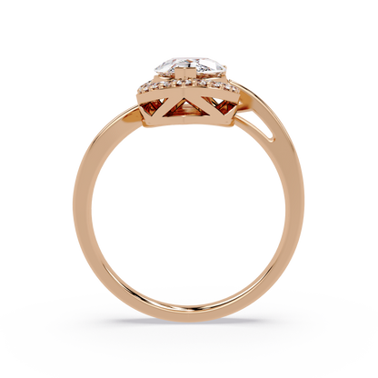 Pear Shape Lab Grown Diamond Twist Halo Ring - HIGHCARAT DIAMONDS