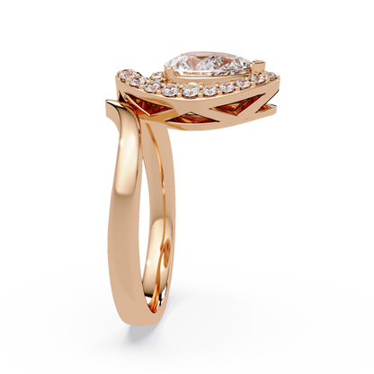 Pear Shape Lab Grown Diamond Twist Halo Ring - HIGHCARAT DIAMONDS