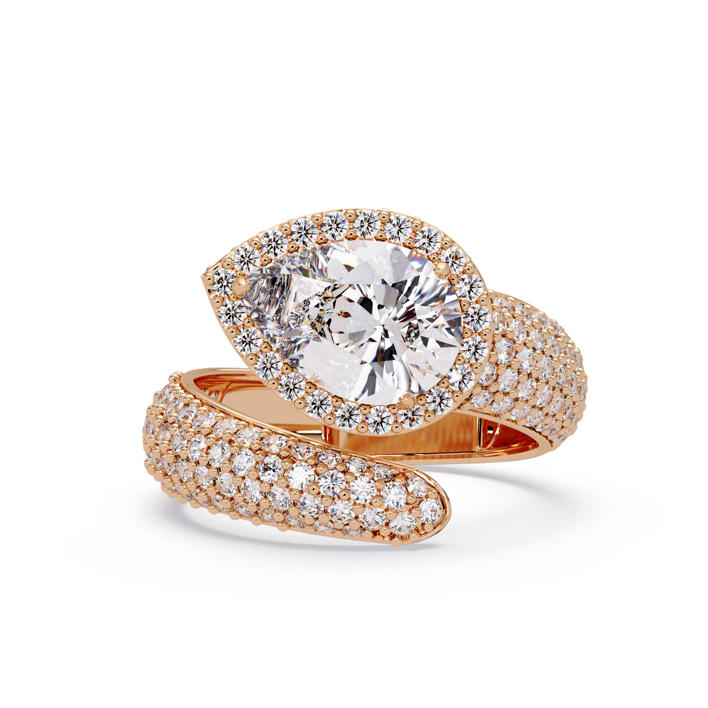 Pear Shape Lab Grown Diamond Wrap Halo Ring - HIGHCARAT DIAMONDS