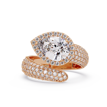 Pear Shape Lab Grown Diamond Wrap Halo Ring - HIGHCARAT DIAMONDS