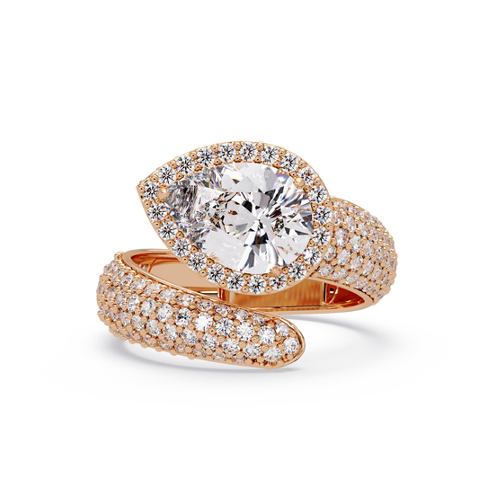 Pear Shape Lab Grown Diamond Wrap Halo Ring - HIGHCARAT DIAMONDS