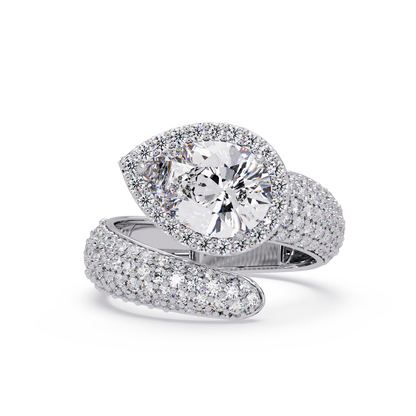 Pear Shape Lab Grown Diamond Wrap Halo Ring - HIGHCARAT DIAMONDS