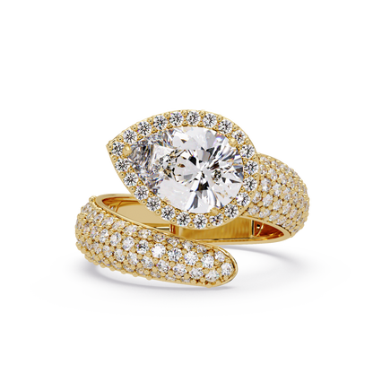 Pear Shape Lab Grown Diamond Wrap Halo Ring - HIGHCARAT DIAMONDS
