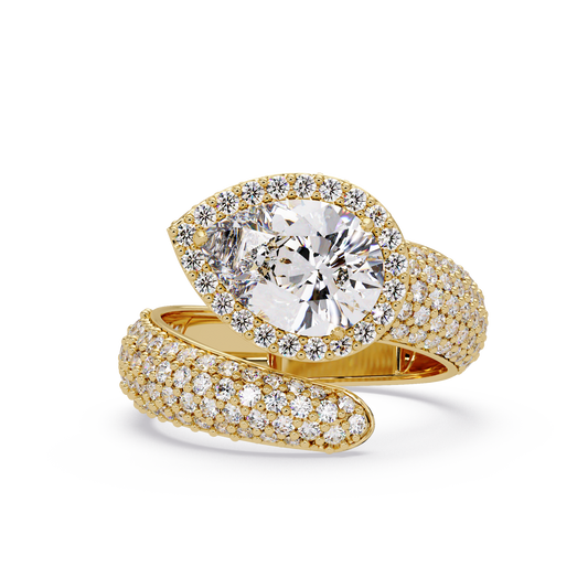 Pear Shape Lab Grown Diamond Wrap Halo Ring - HIGHCARAT DIAMONDS