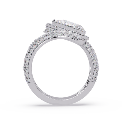 Pear Shape Lab Grown Diamond Wrap Halo Ring - HIGHCARAT DIAMONDS