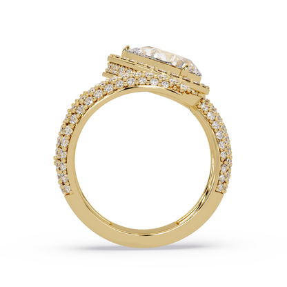 Pear Shape Lab Grown Diamond Wrap Halo Ring - HIGHCARAT DIAMONDS