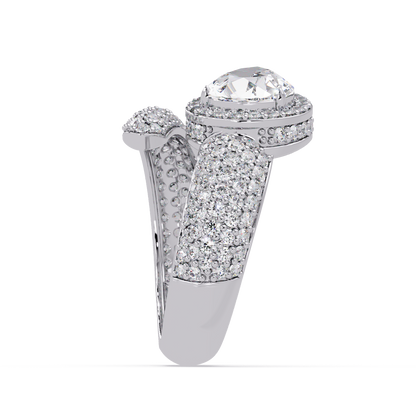 Pear Shape Lab Grown Diamond Wrap Halo Ring - HIGHCARAT DIAMONDS