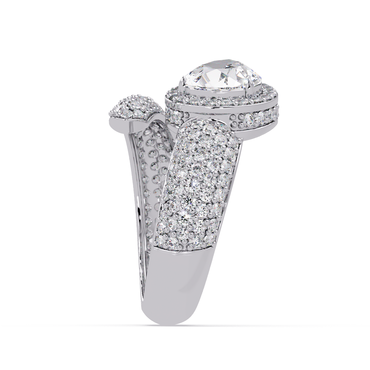 Pear Shape Lab Grown Diamond Wrap Halo Ring - HIGHCARAT DIAMONDS