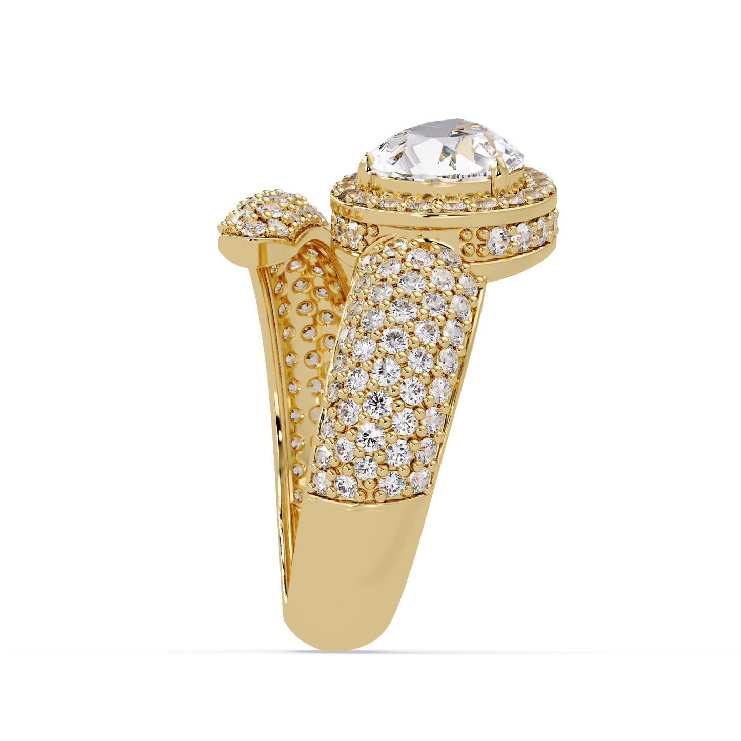 Pear Shape Lab Grown Diamond Wrap Halo Ring - HIGHCARAT DIAMONDS