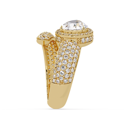 Pear Shape Lab Grown Diamond Wrap Halo Ring - HIGHCARAT DIAMONDS