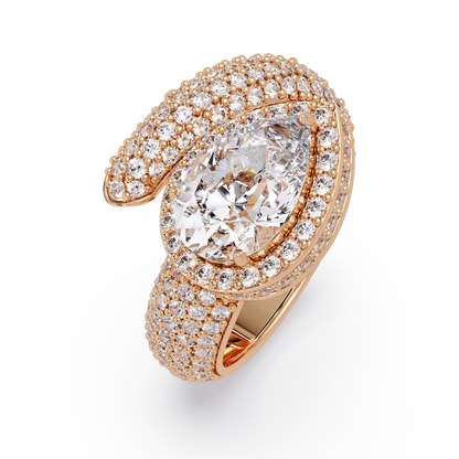Pear Shape Lab Grown Diamond Wrap Halo Ring - HIGHCARAT DIAMONDS