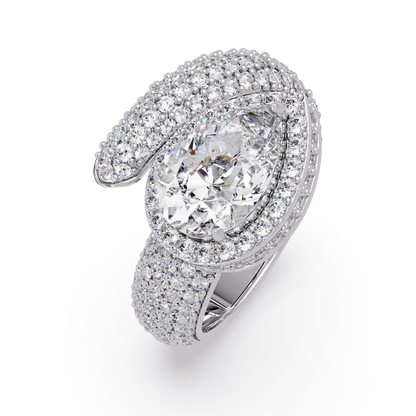 Pear Shape Lab Grown Diamond Wrap Halo Ring - HIGHCARAT DIAMONDS
