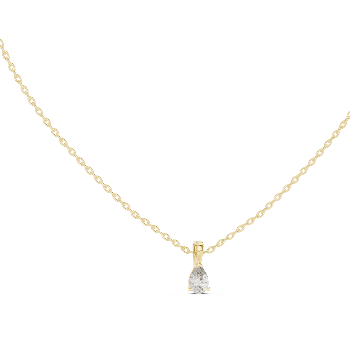 Pear Shape Prong Set 1.00 Ct Solitaire Lab Grown Diamond Pendant Front View