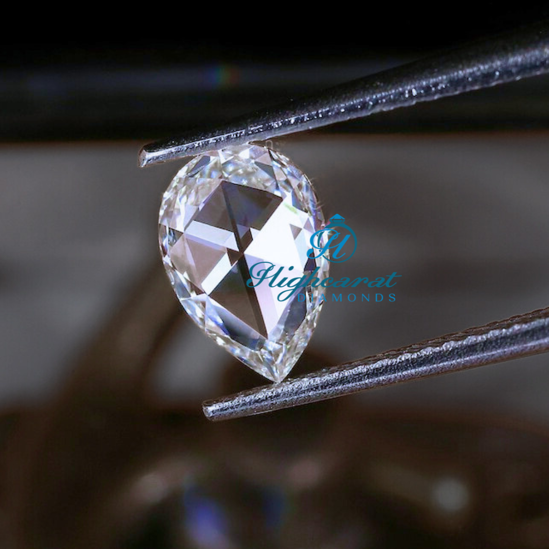 Pear Shape Rose Cut Lab Grown Diamond Very Sparkle Use For Diamond Pendant For Female - HIGHCARAT DIAMONDS