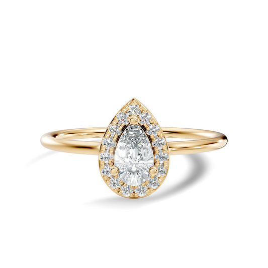 Pear Shape Round Cut Lab Diamond Halo Solitaire Ring - HIGHCARAT DIAMONDS