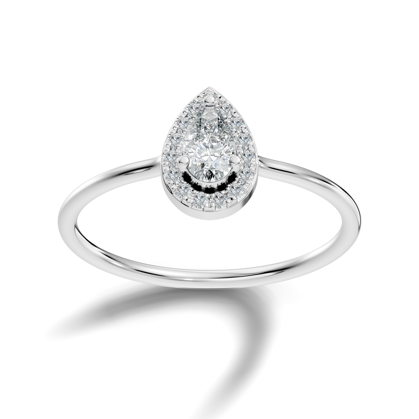 Pear Shape Round Cut Lab Diamond Halo Solitaire Ring