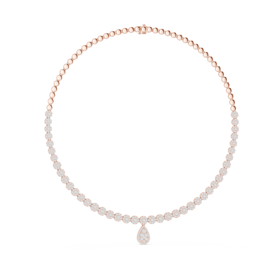 7.26 Ct Round Cut Lab grown & Natural Diamond 14k Solid Rose Gold  Wedding Wear Necklace for Her - HIGHCARAT DIAMONDS